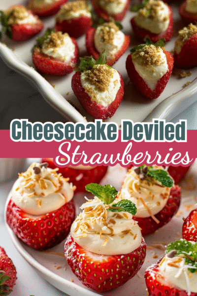 Fresh strawberries and ingredients like brown sugar, powdered sugar, cream cheese, and mint on a marble countertop.