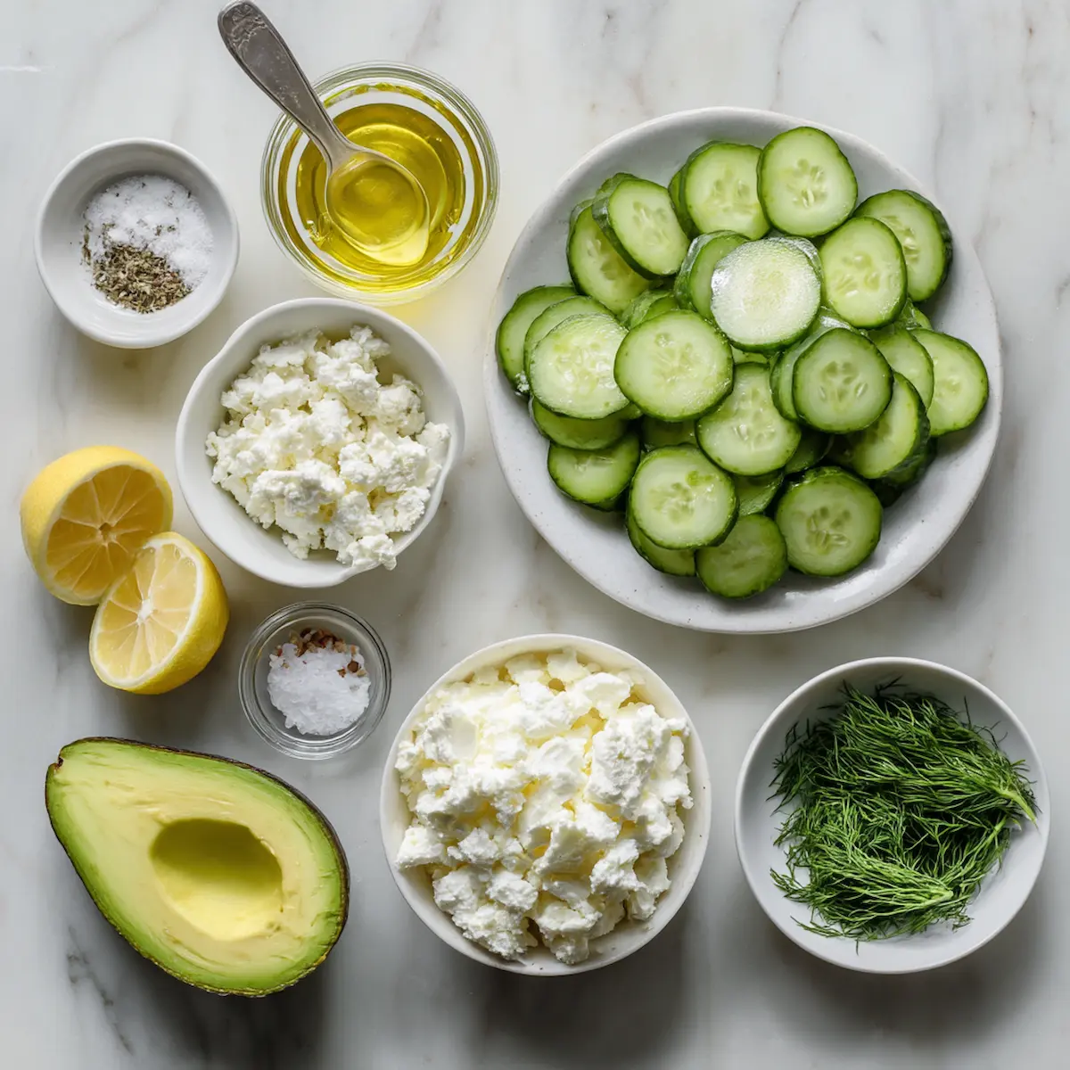 Cucumber Avocado Salad with Cottage Cheese Ingredients Cucumber Avocado Salad with Cottage Cheese Ingredients
