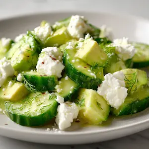 Cucumber Avocado Salad with Cottage Cheese Recipe