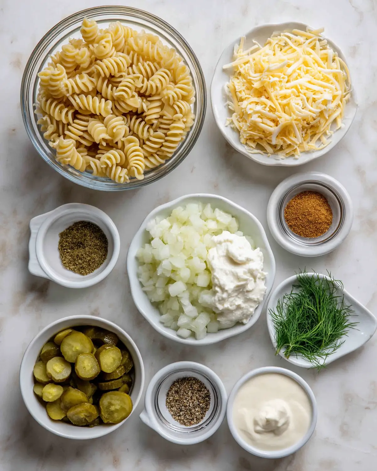 Dill Pickle Pasta Salad Ingredients