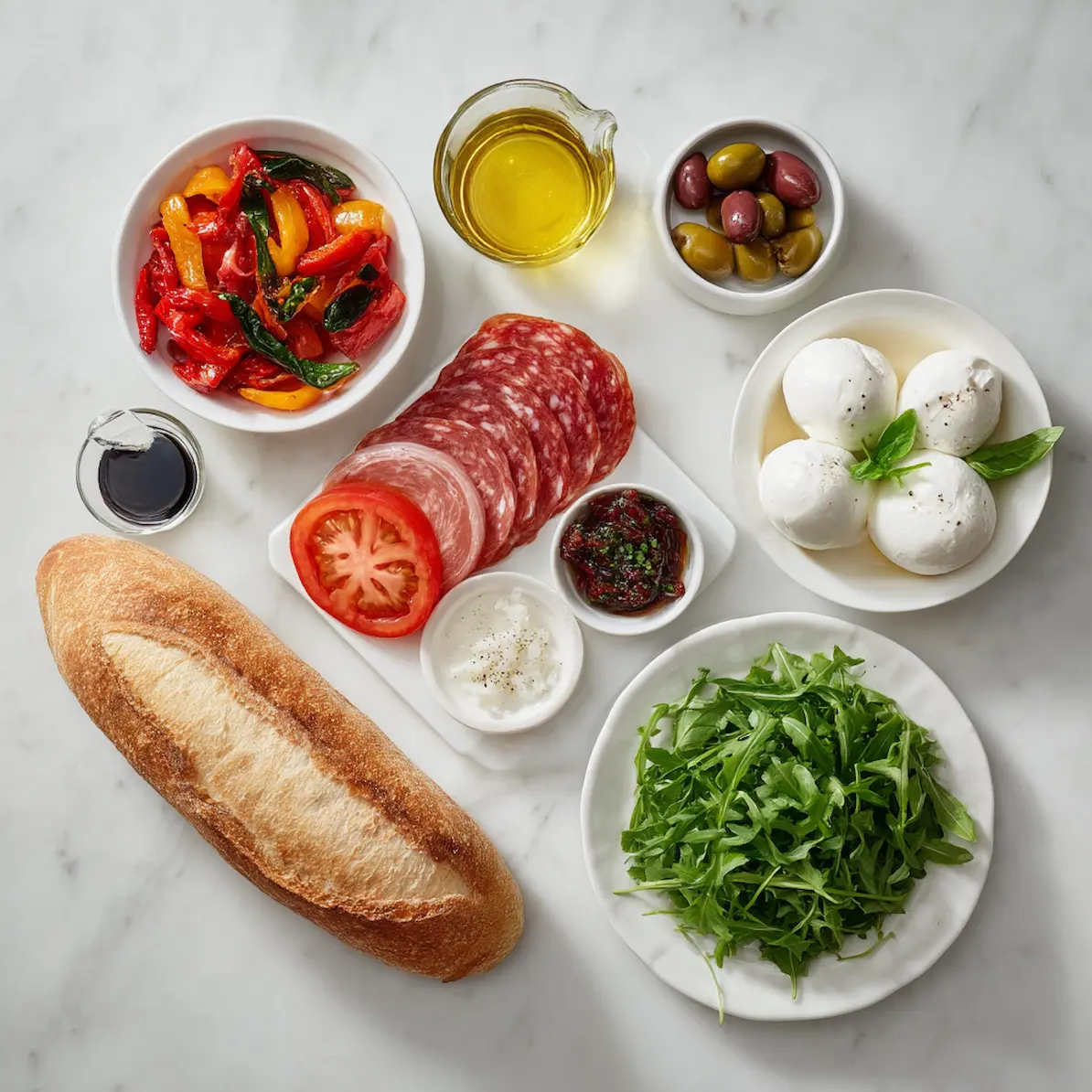 Italian Sandwich with Burrata & Roasted Peppers Ingredients
