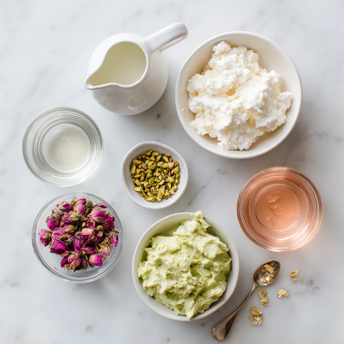 Pistachio Rosewater Cottage Cheese Mousse