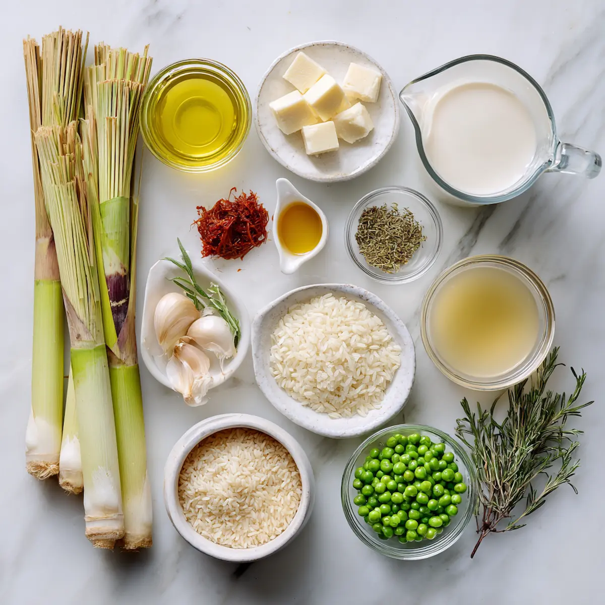 Creamy Lemongrass Risotto with Coconut Milk and Lime Ingredients Creamy Lemongrass Risotto with Coconut Milk and Lime Ingredients