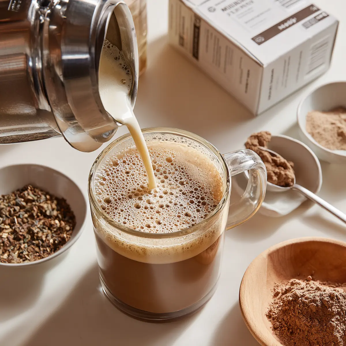 How to Make Mushroom Coffee Latte Frothing Milk for a Mushroom Coffee Latte