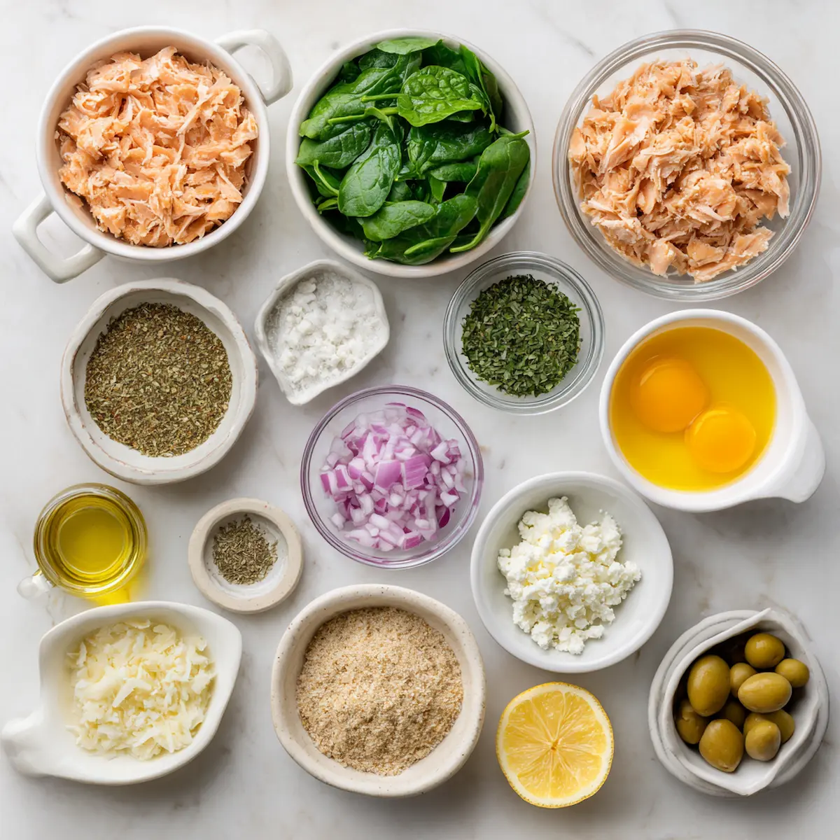 Ingredients for Mediterranean salmon patties 
