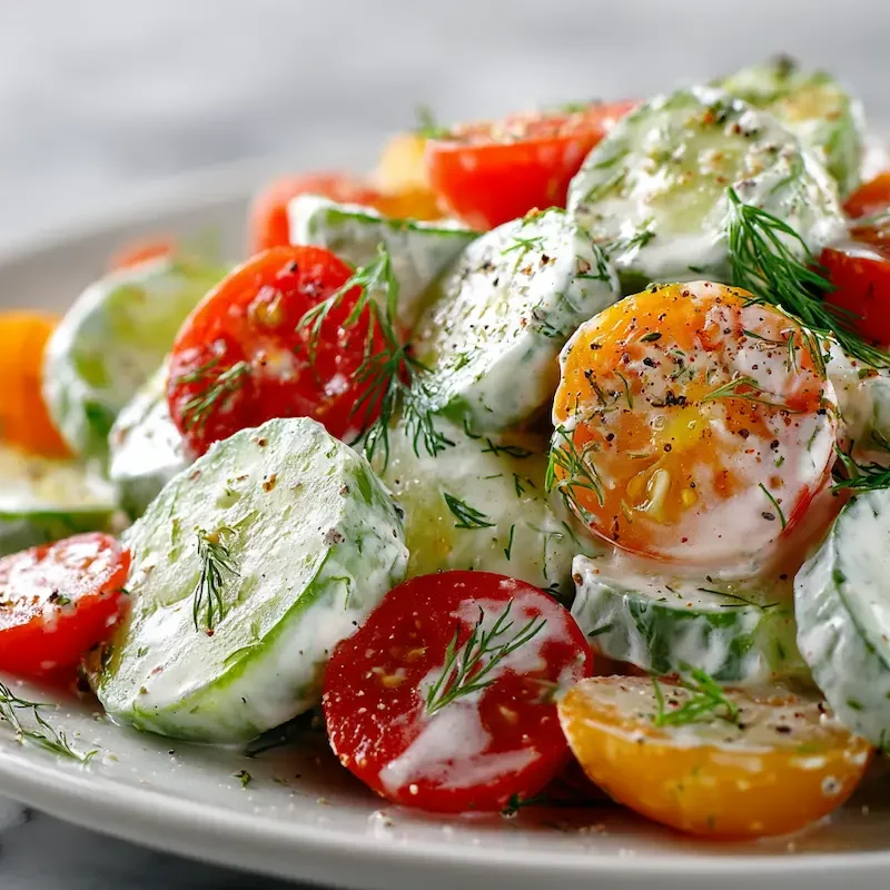 Creamy Cucumber Tomato Salad