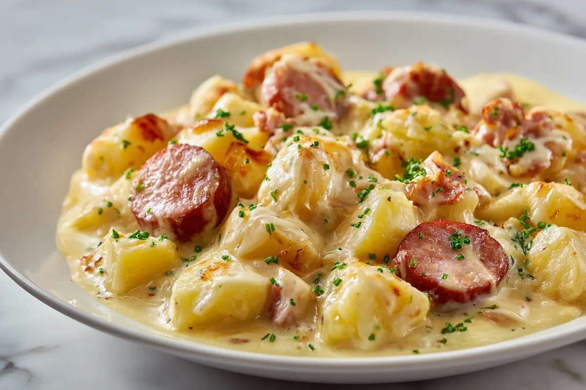 Slow Cooker Kielbasa and Potatoes (Creamy, Cheesy & Easy!)