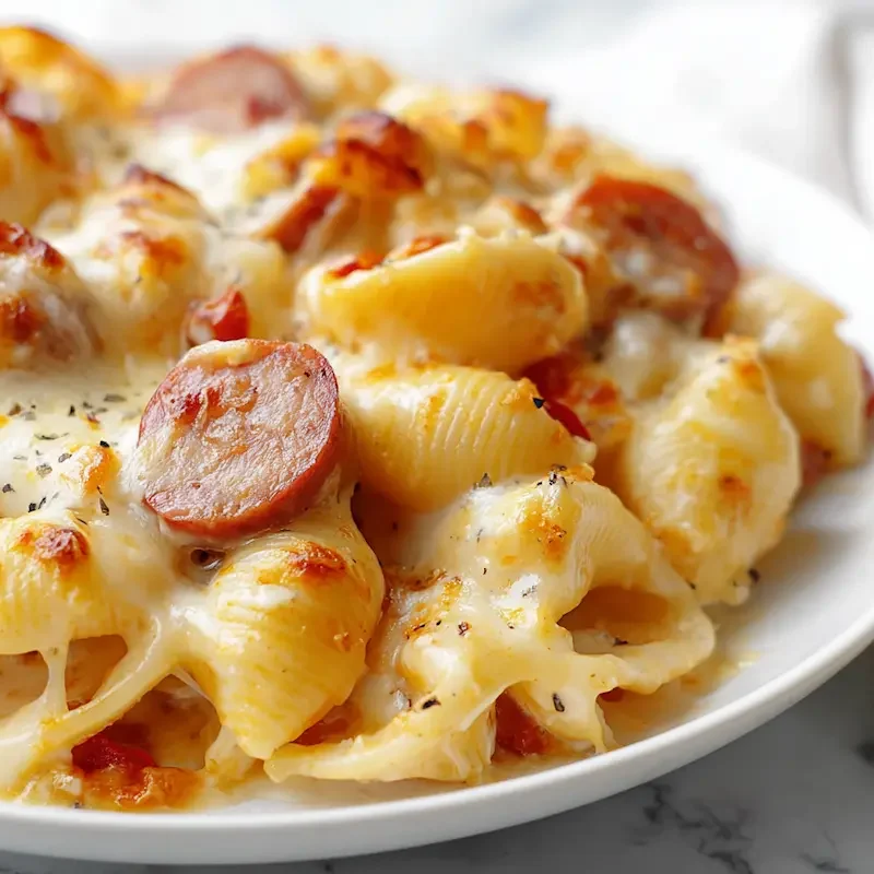 No-Boil Pasta Kielbasa Bake - One Pan