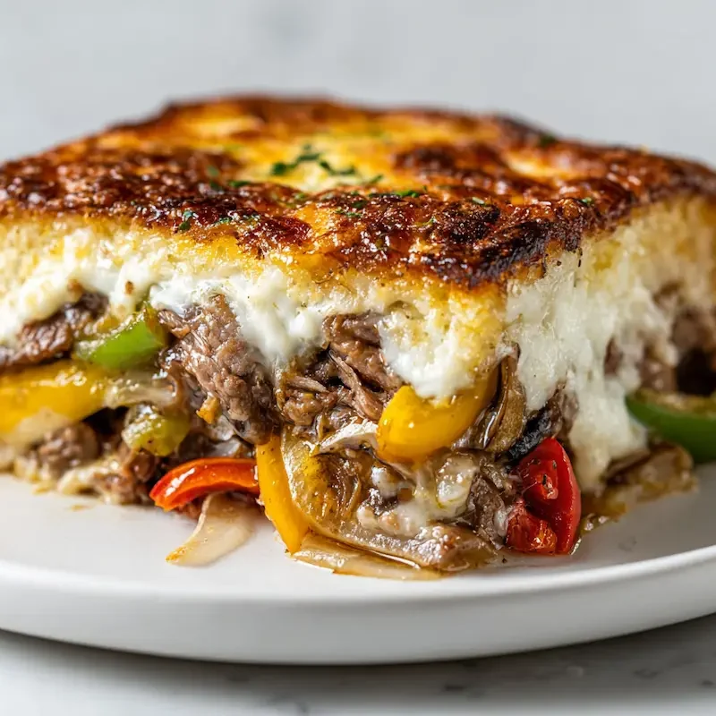 Philly Cheesesteak Grilled Cheese Casserole