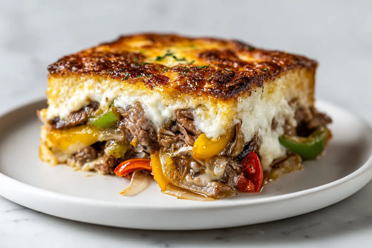 Philly Cheesesteak Grilled Cheese Casserole (Comfort Classic Reinvented)