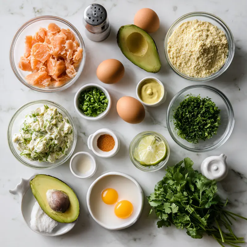 Salmon balls with creamy avocado sauce Ingredients Salmon balls with creamy avocado sauce Ingredients