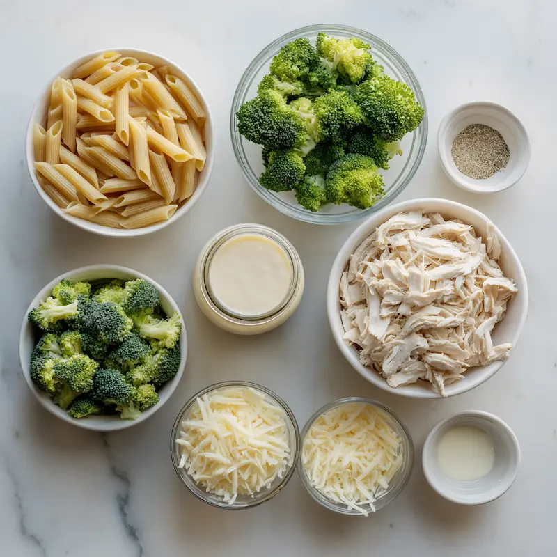 easy chicken broccoli baked alfredo ingredients