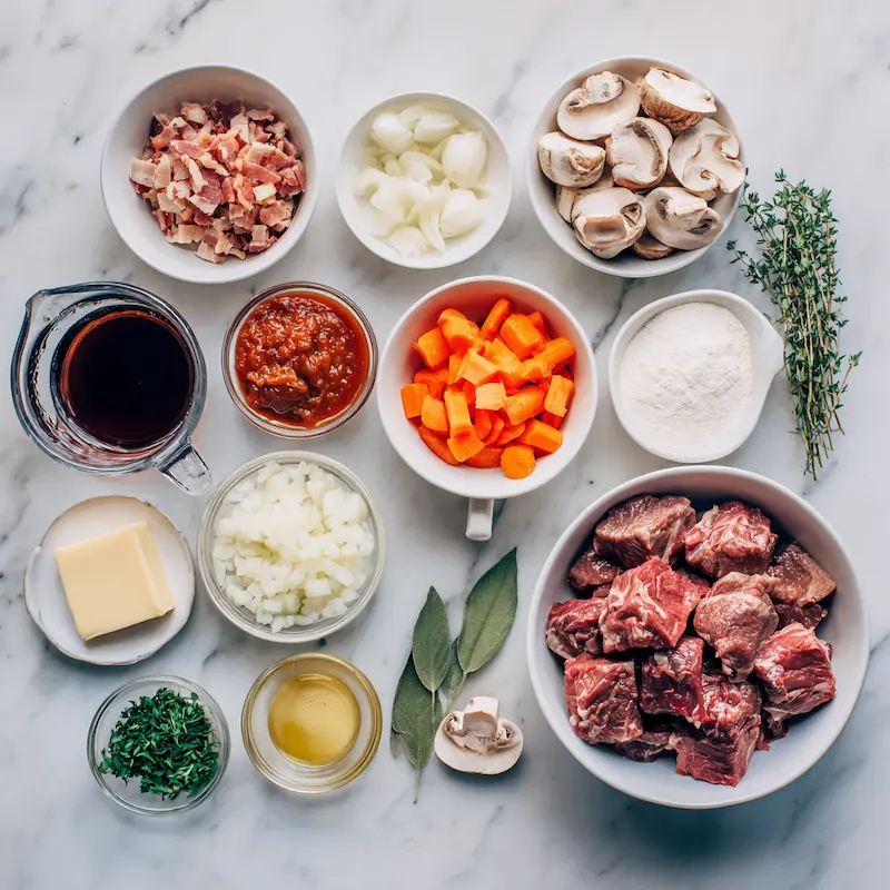 Beef Bourguignon ingredients