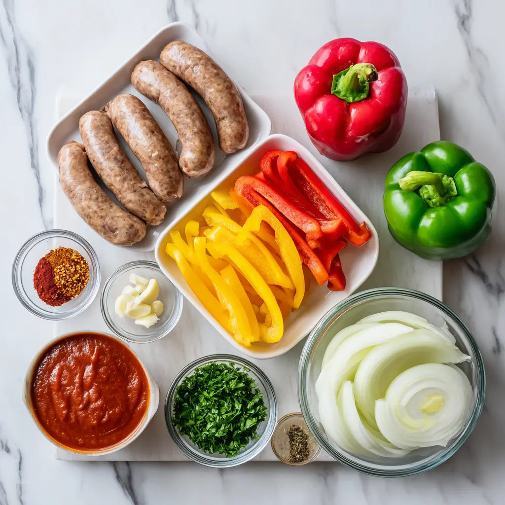 Crockpot Sausage and Peppers ingredients