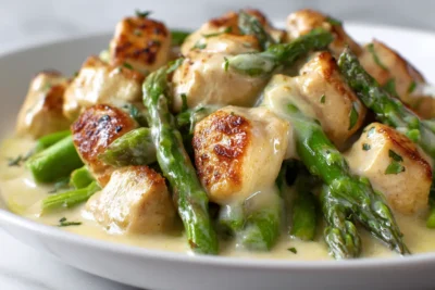 One Pot Creamy Chicken and Asparagus Recipe