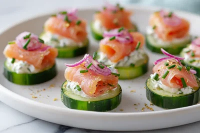 Smoked salmon cucumber bites recipe