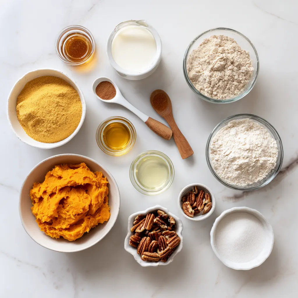 Southern homemade sweet potato cornbread ingredients