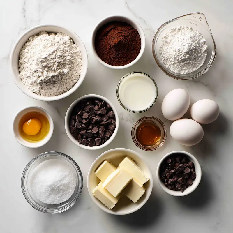 Heart-Shaped Chocolate Fudge Cake ingredients