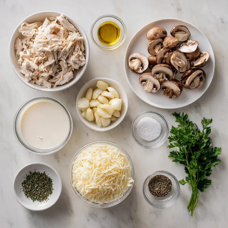 Keto Garlic Mushroom Chicken Casserole ingredients