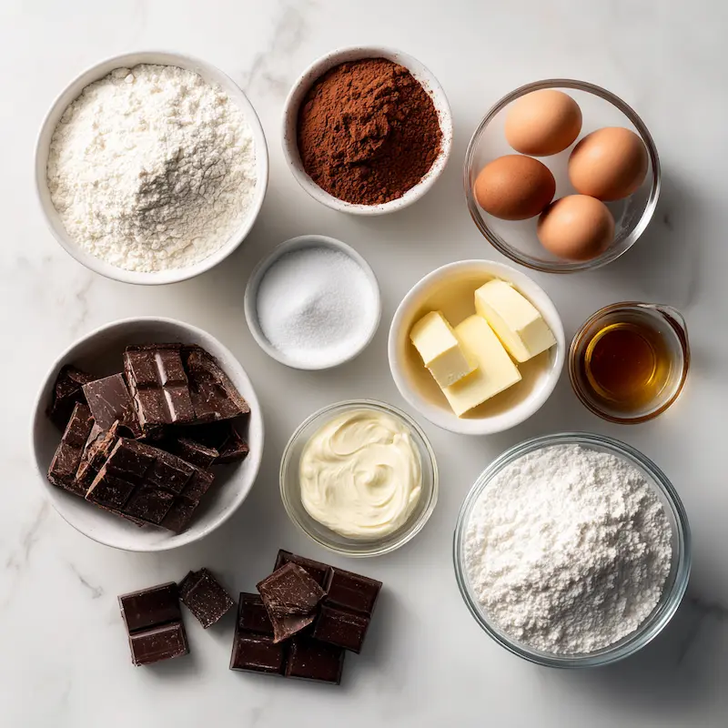 Layered Chocolate Delight Cake ingredients