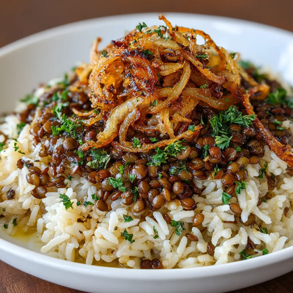 Mujadara Style Rice Lentils