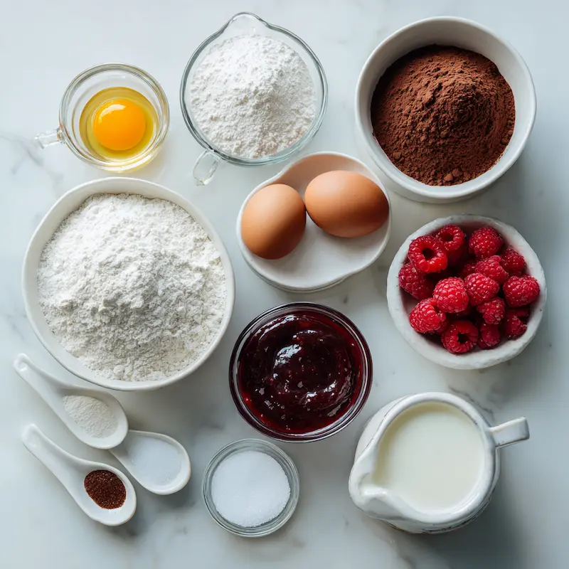 Raspberry Chocolate Layer Cake ingredients