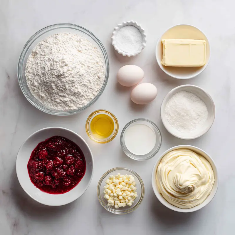 White Chocolate Raspberry Cake ingredients