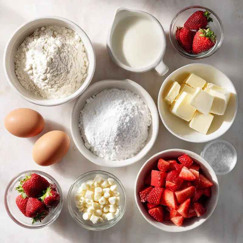 White Chocolate Strawberry Cake ingredients