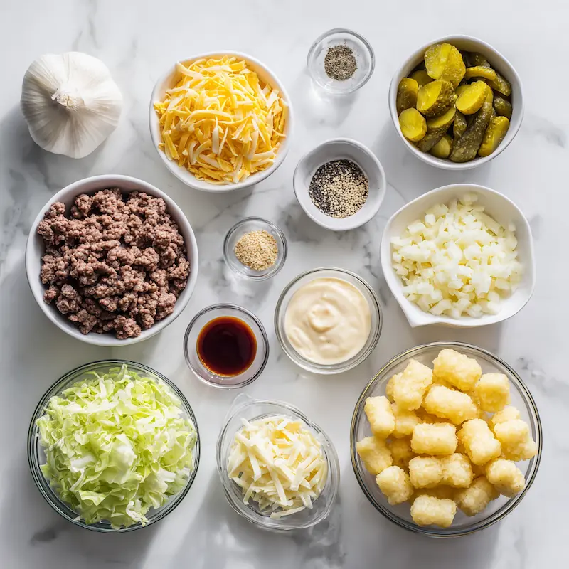 Big Mac Tater Tot Casserole ingredients