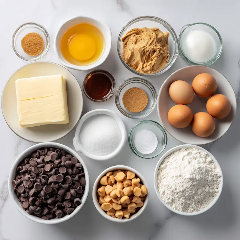 Chocolate Chip and Peanut Butter Chip Cookies ingredients