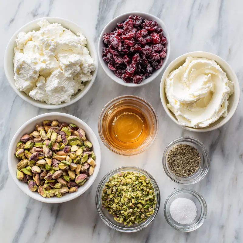 Cranberry Pistachio Cheese Log ingredients