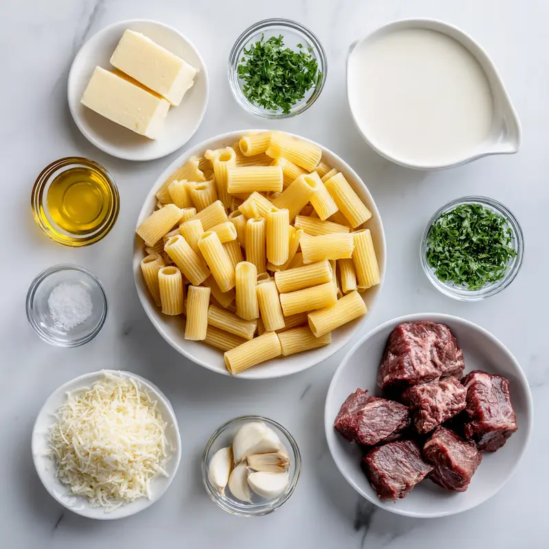 Garlic Butter Steak Rigatoni ingredients