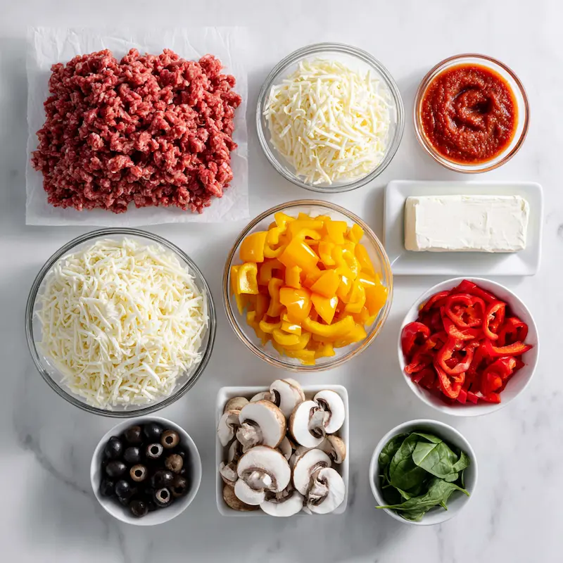 Low Carb Pizza Casserole ingredients
