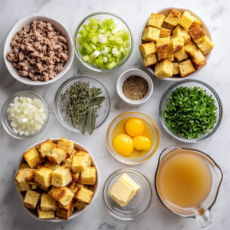 Sausage Southern Cornbread Stuffing ingredients