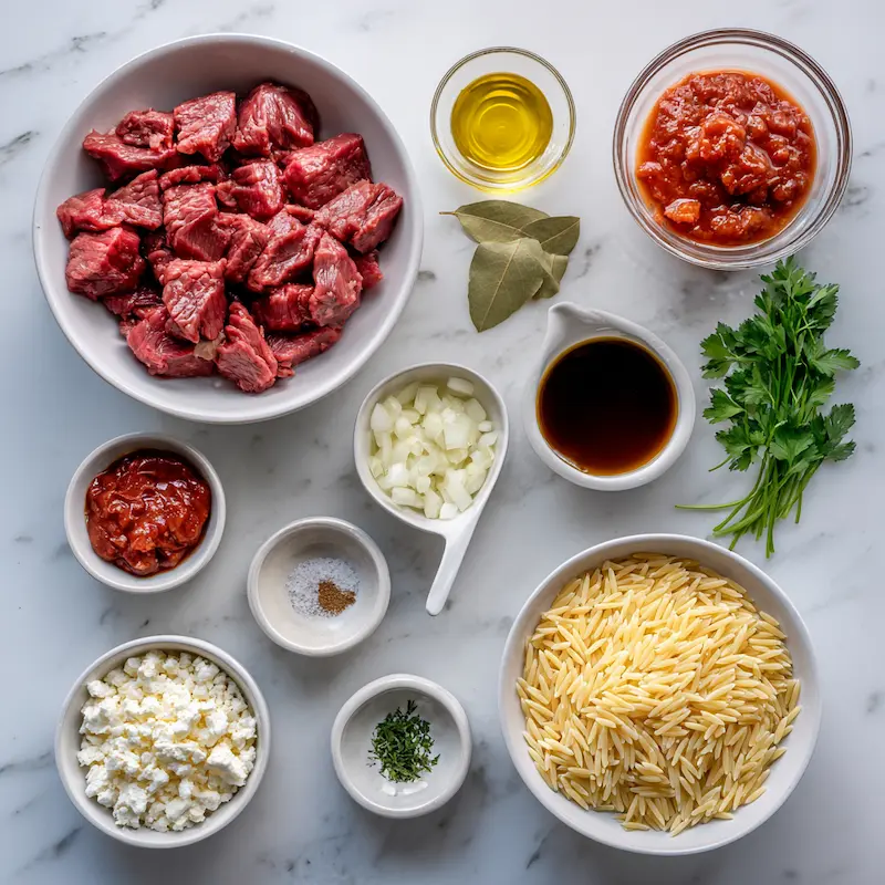 Beef Giouvetsi ingredients