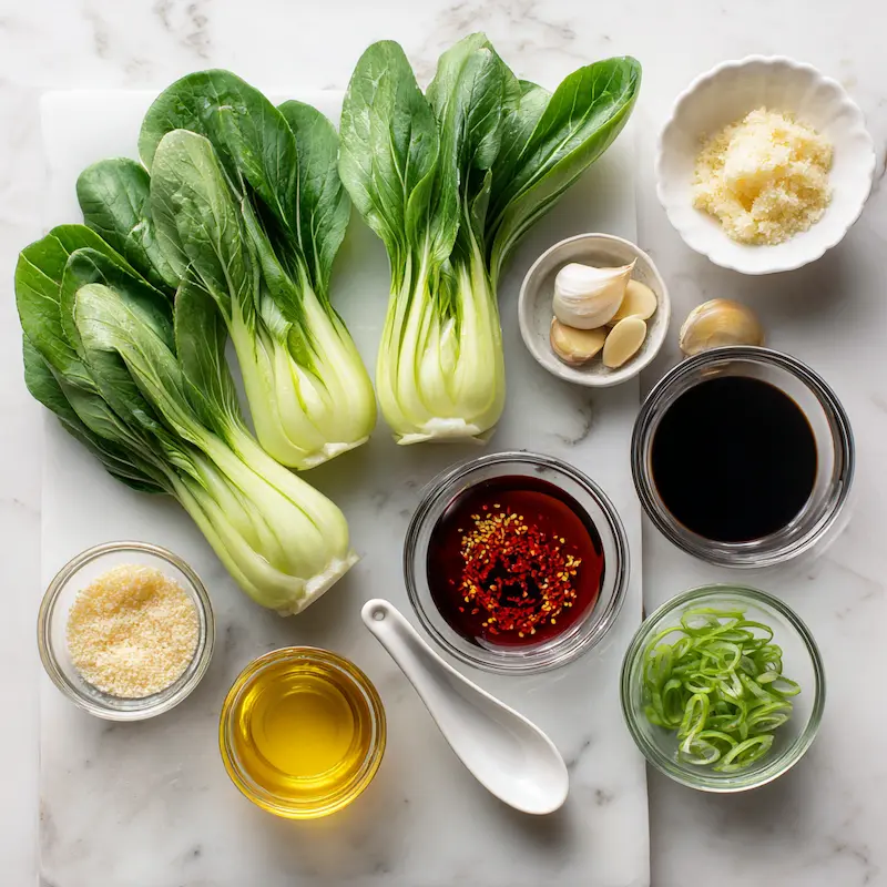 Bok Choy with Ginger Chili Sauce ingredients