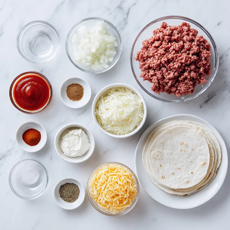 Cheesy Beef Chimichangas ingredients