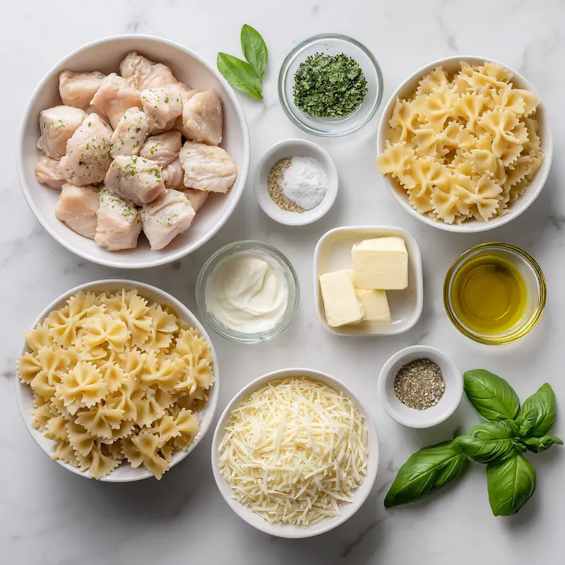 Cheesy Garlic Butter Chicken Bowties ingredients
