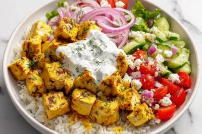 High Protein Mediterranean Lemon-Dill Chicken Bowls recipe