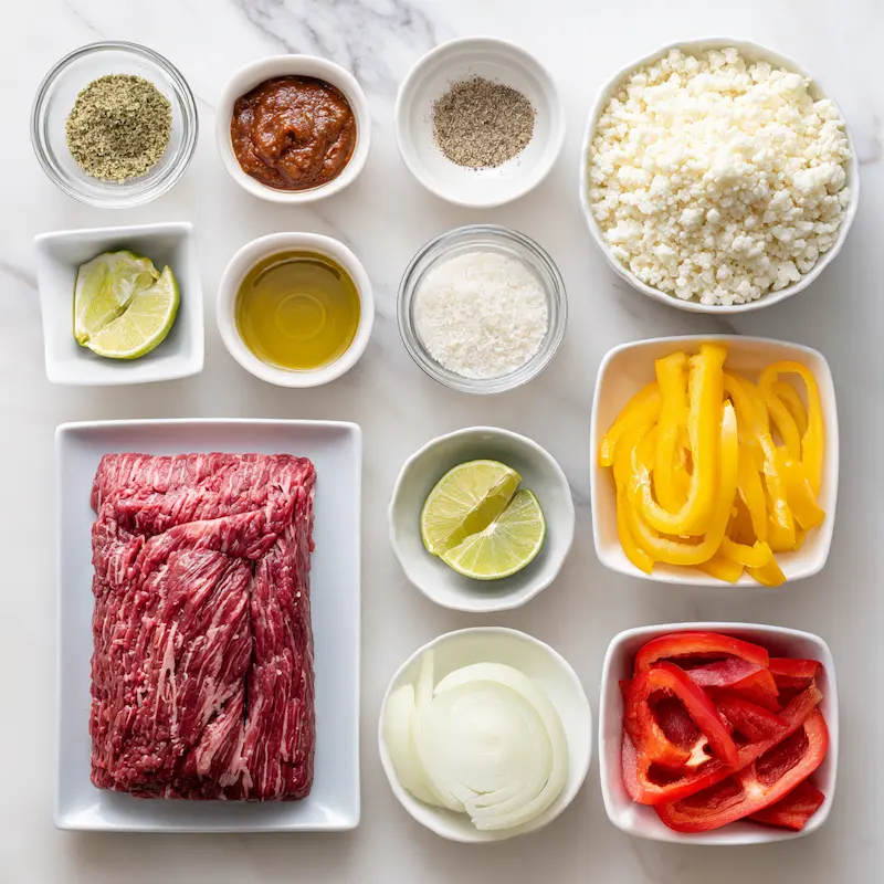 High Protein Steak Fajita Bowl - Low Carb ingredients