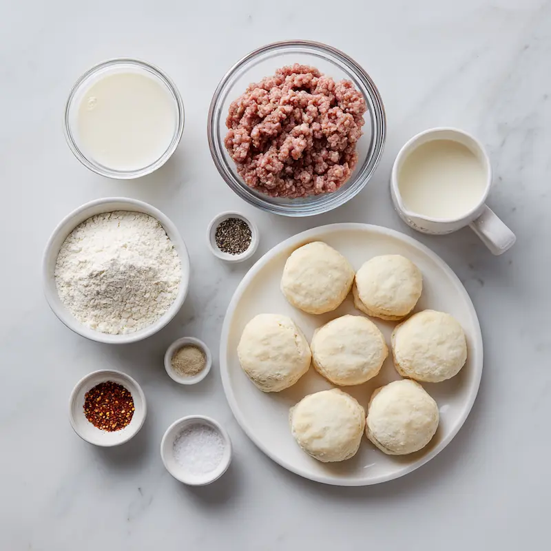 Sausage Gravy and Biscuits ingredients
