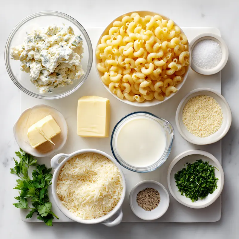 Simple Boursin Mac and Cheese ingredients