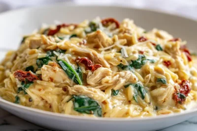 Slow Cooker Tuscan Chicken Orzo recipe