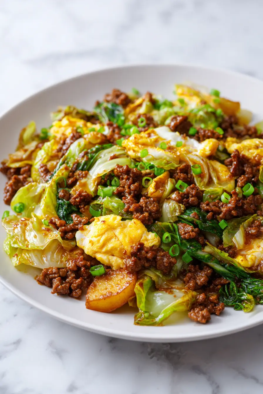 Asian High Protein Ground Beef Cabbage Stir-Fry Pinterest