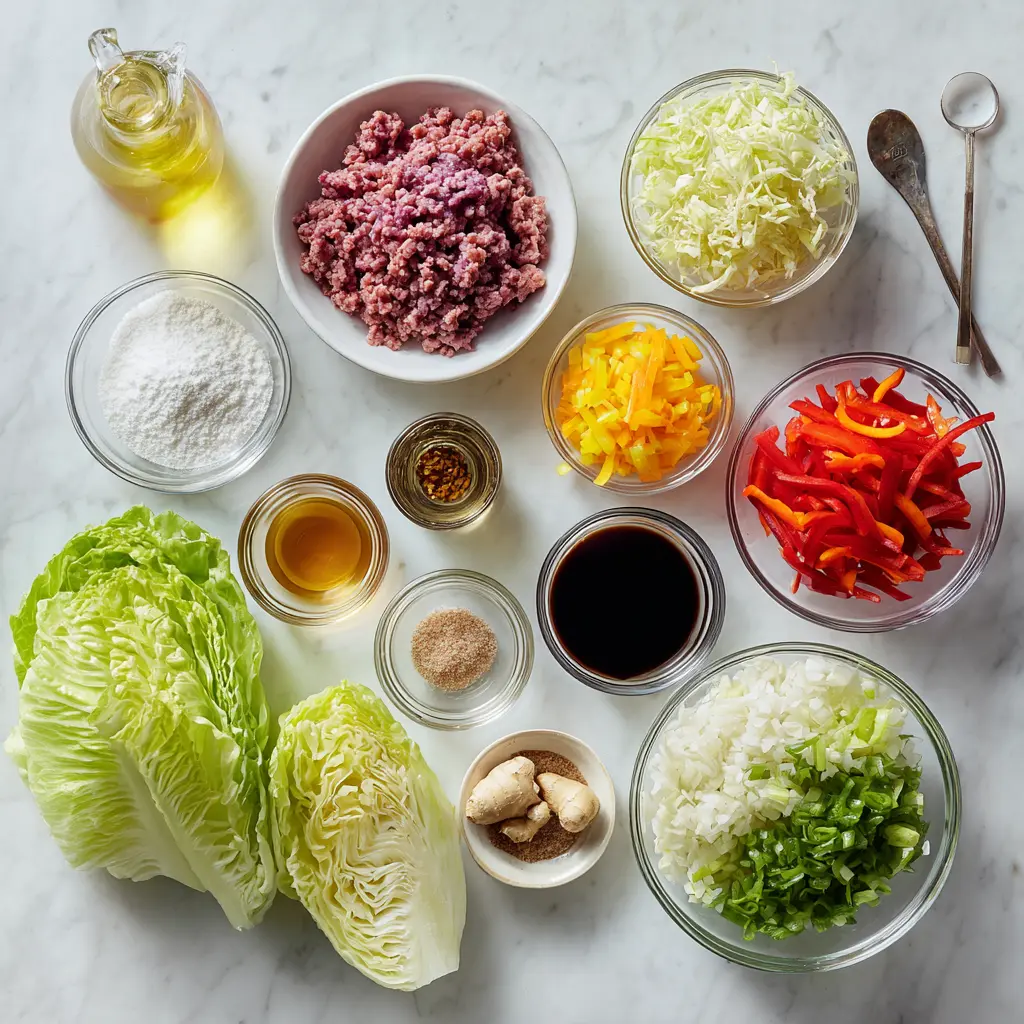 Asian-Style Ground Beef Lettuce Wraps Ingredients