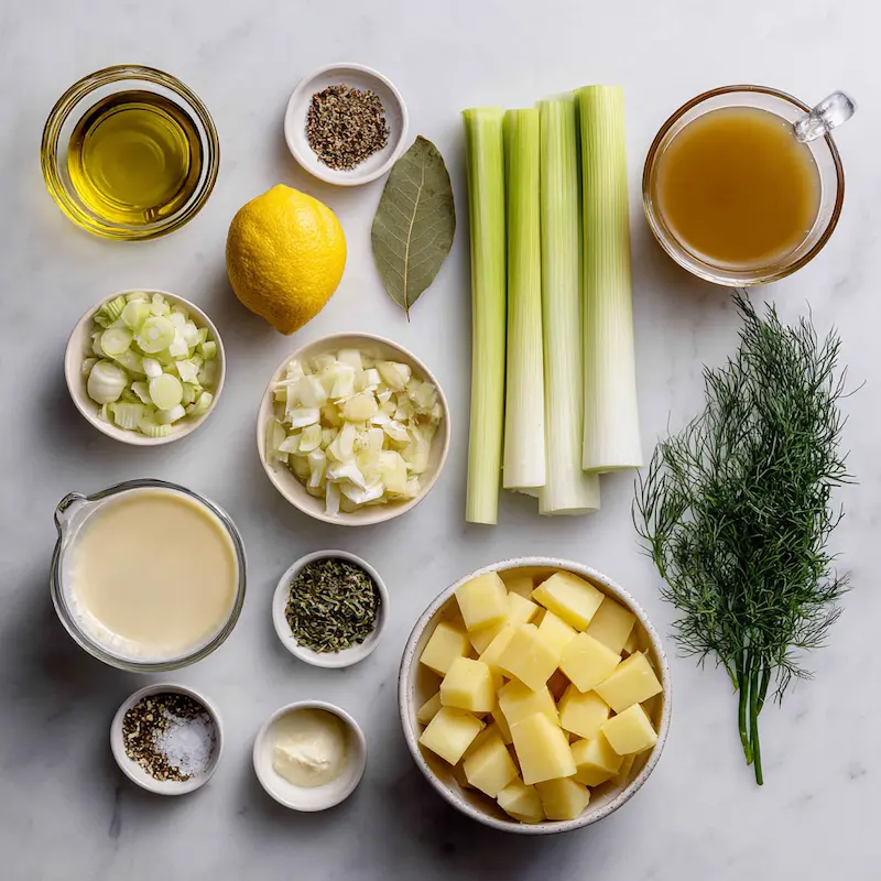 Classic Potato Leek Soup With Dill ingredients