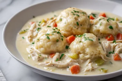 Easy Chicken and Dumplings with Biscuits Recipe Card