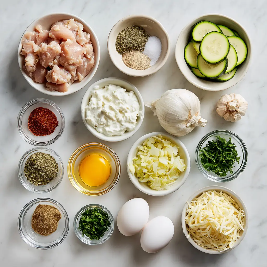 High Protein Chicken Zucchini Bake Ingredients