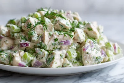 High Protein Cottage Cheese Chicken Salad Recipe Card