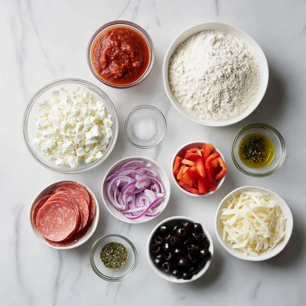 High Protein Cottage Cheese Pizza Bowl ingredients